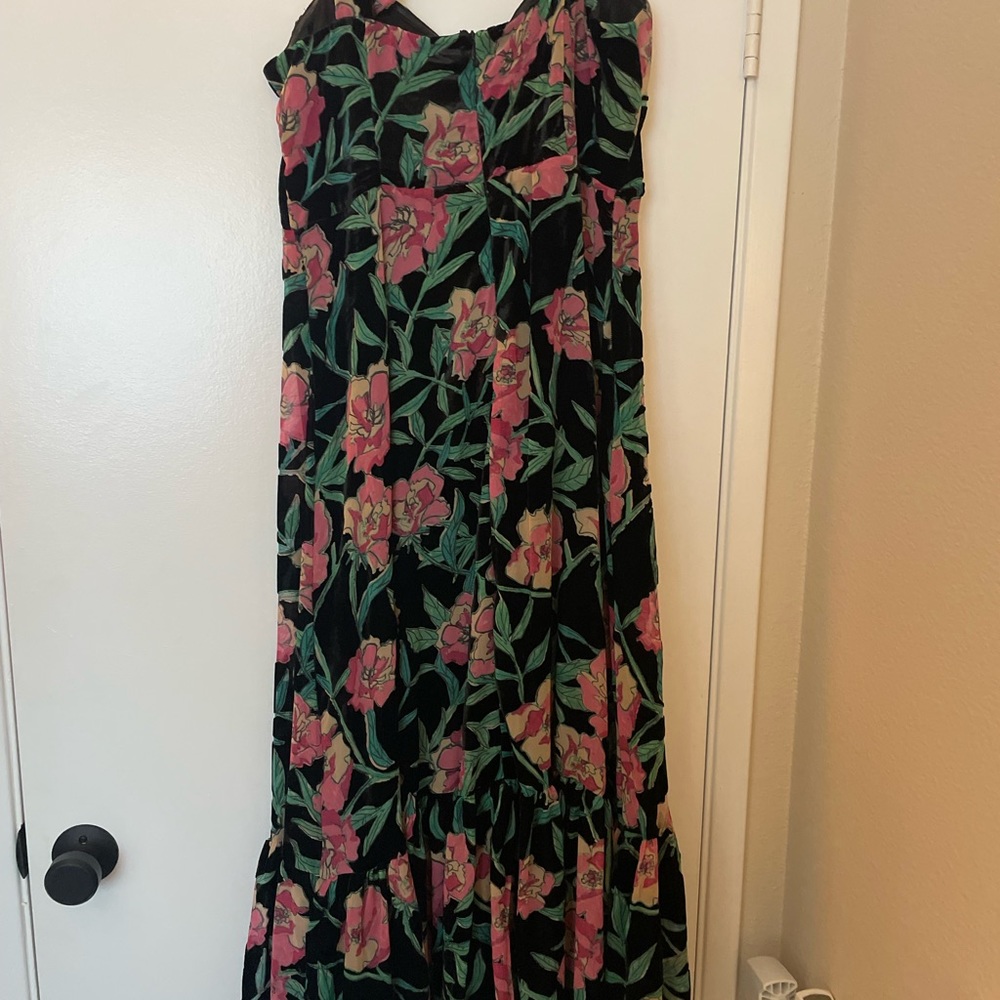 Lulu's Black Floral Maxi Dress with Pink & Green Print - Picture 7 of 11